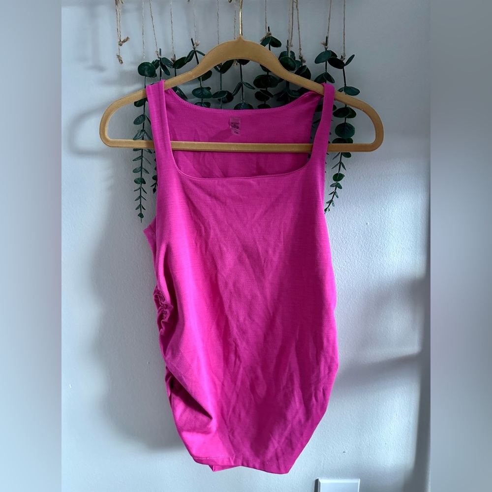 Women’s Maternity Bright Pink Square-Neck Tank Top